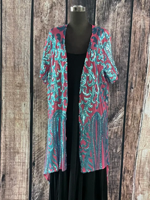 Sequin Duster In Pink/blue