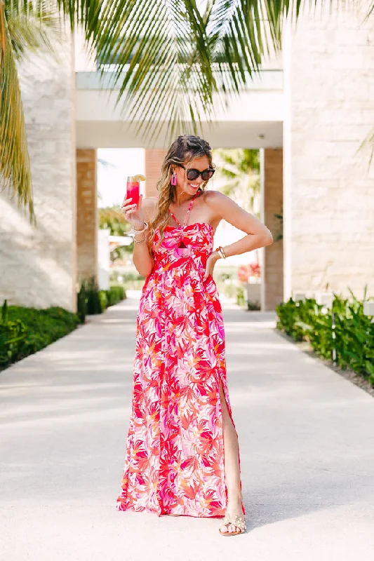 Soak In The Sun Tropical Print Maxi Dress Tori X Pink Lily