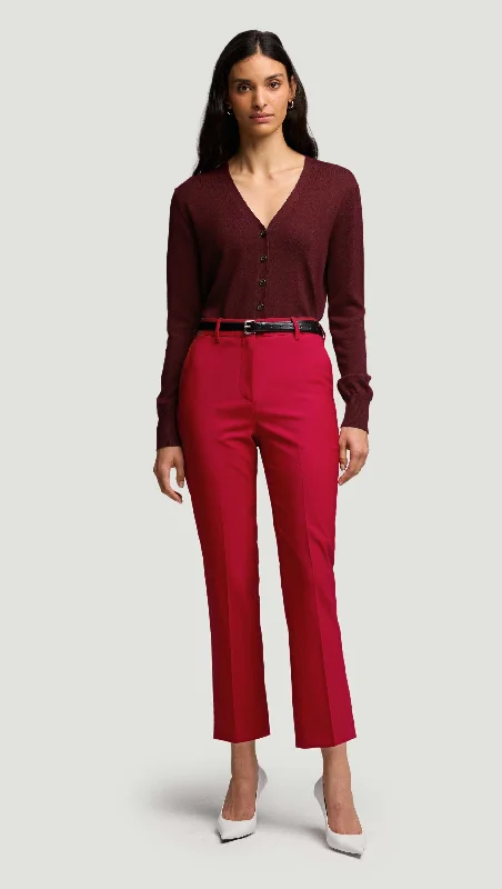 Cropped Straight Leg Trouser in Seasonless Wool | Carmine